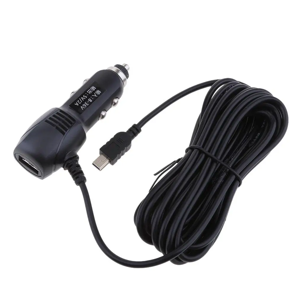Adaptador de cargador DVR para coche Mini USB de 5V 2A de 3,5 m para varios navegadores GPS SAT