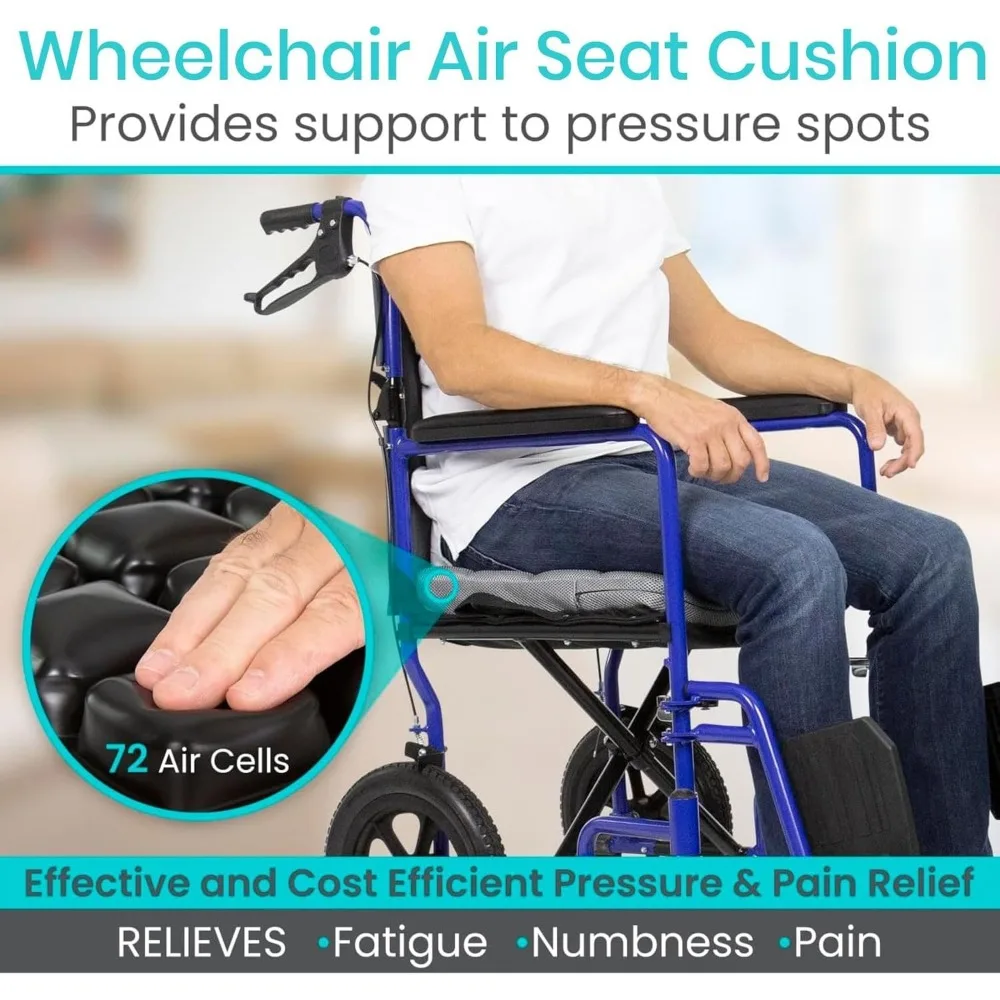 وسادة مقعد هوائية قابلة للنفخ للكرسي المتحرك - تخفيف الضغط قابل للتعديل، مساعدة محمولة للسفر لراحة التنقل #2