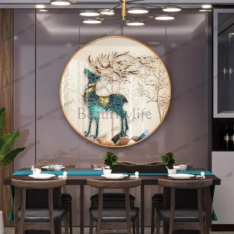 LXRound Deer Porch Decorative Painting Calligraphy Arts Home Decor Room Decoration Poster Decor Wall Art
