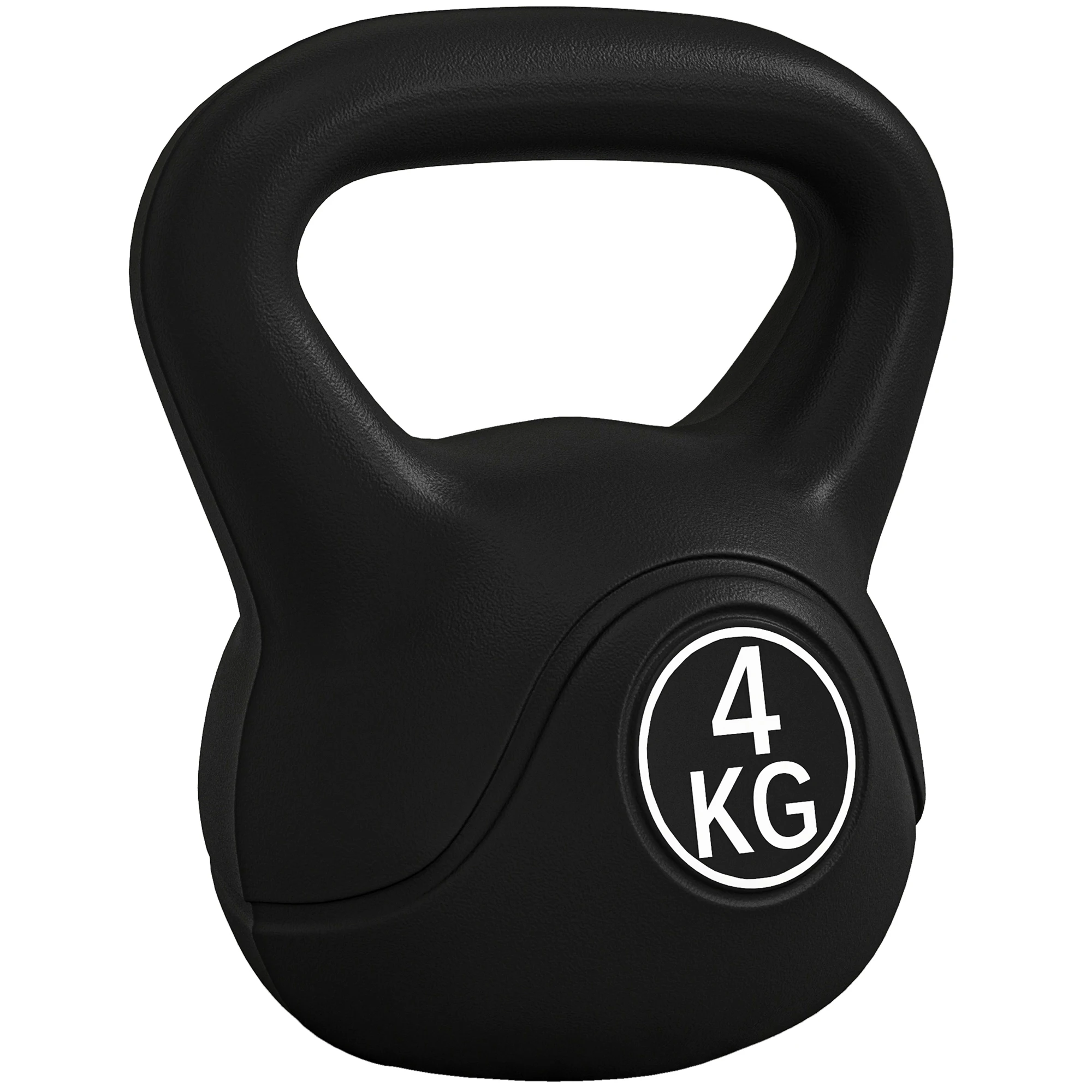 HOMCOM Pesa Rusa 4 kg, Kettlebell Revestimiento de Plástico y Relleno de Arena, con Mango Ancho y Base Plana, para Entrenamiento