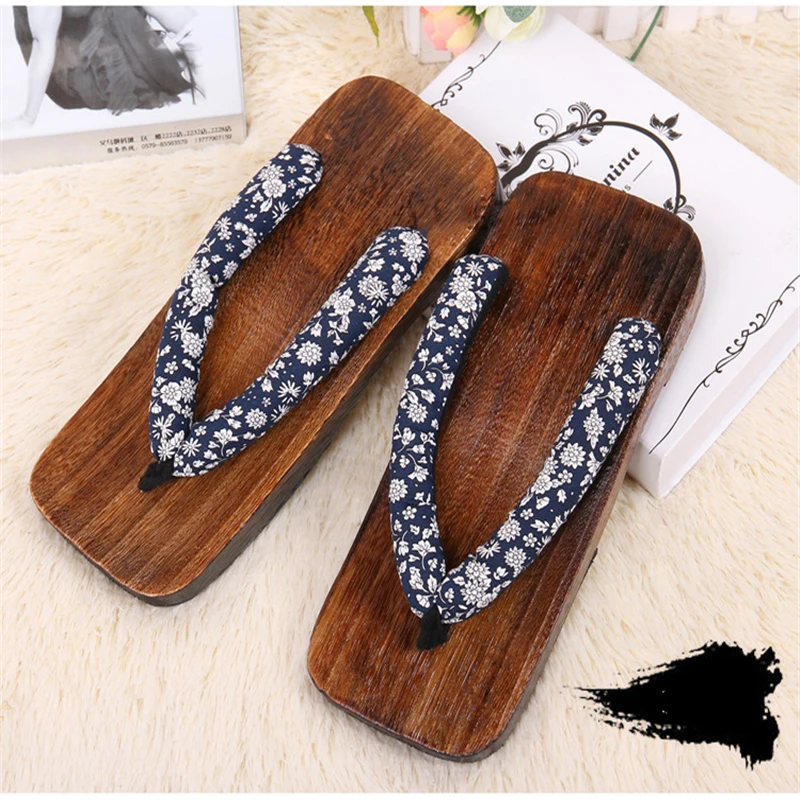 Tongs en bois unisexes pour hommes, pantoufles plates carrées, sandales de sauna, Ninja d'été, Cosplay traditionnel, Geta, été