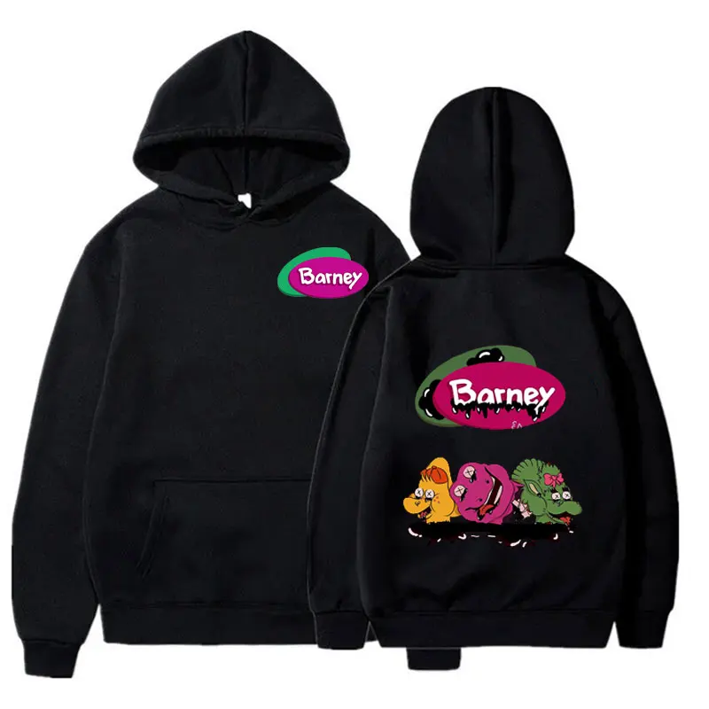 Funny Purple Dinosaur Hoodies Cute Barney and Friends Clothes Printed Sweatshirt Fashion Long Sleeve Hooded for Unisex Pullovers