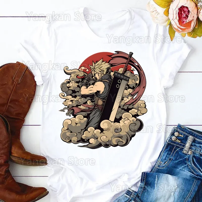 

Final Fantasy 7 FF7 T-shirt Leisure Casual Fashion Aesthetic Tshirt Harajuku Lady Letter Print T shirt Funny Female