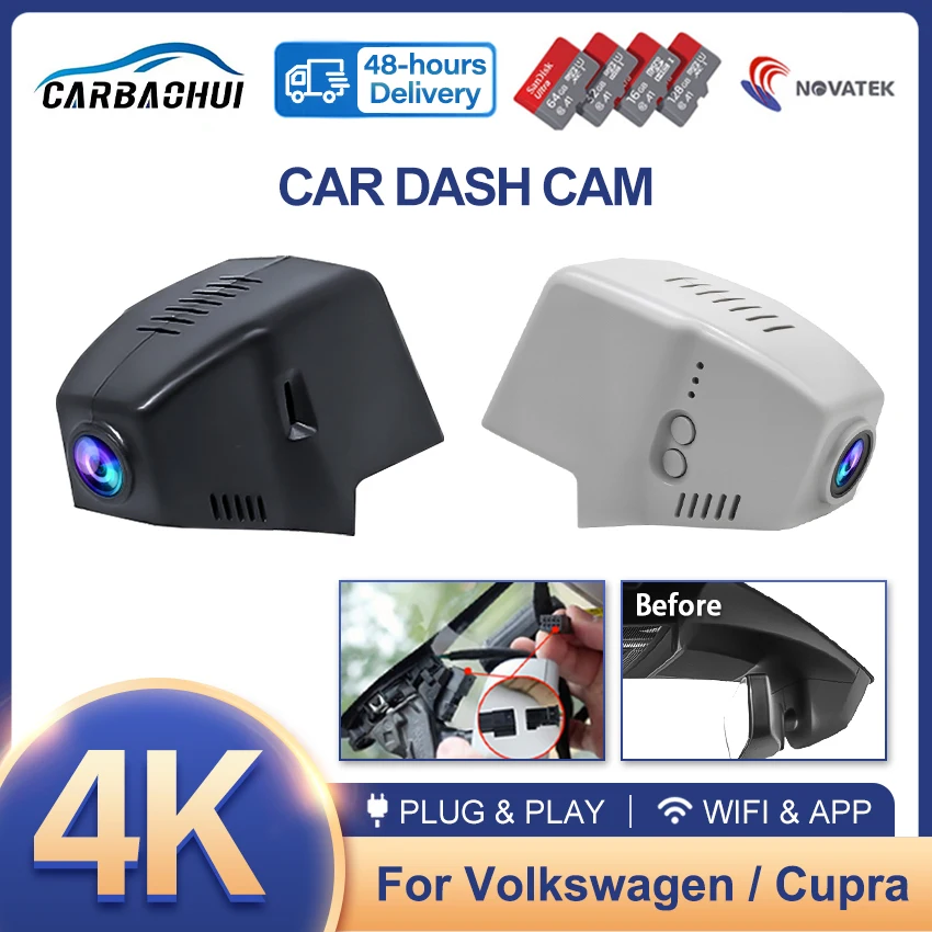 4K 2160P WIFI Car DVR Camera for Volkswagen VW Passat B8 Allspace Atlas Golf 7/8 Arteon Sharan Magotan Dash Cam for Skoda Seat