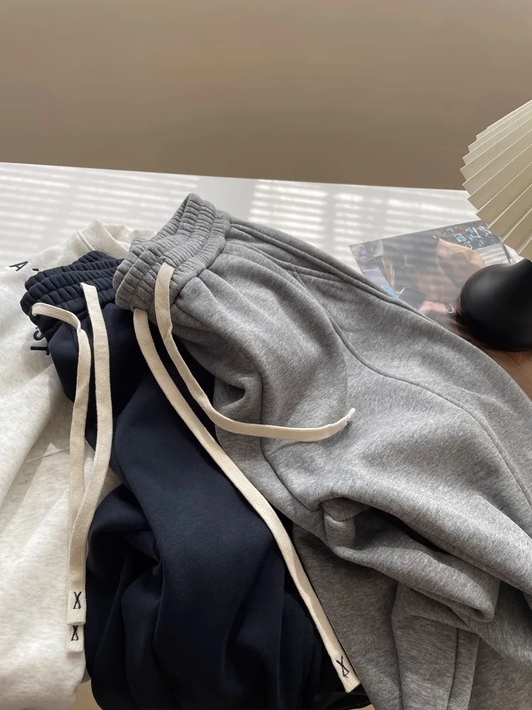 Extra Large Size Fce Lined High Waist Harlan Pants Women's Winter Thiened Sports Sweatpants Casual Comfortable Trousers