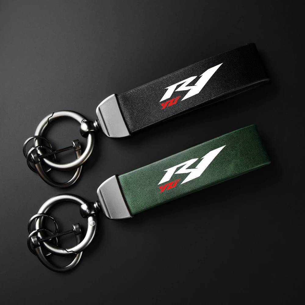 

High-Grade leather Motorcycle Keychain Holder Keyring For Yamaha YZF R1 YZF-R1 YZFR1 R1s Accessories