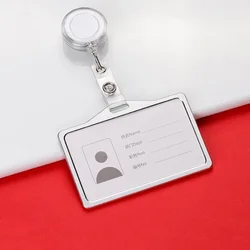 Horizontal Metal Card Holder with Retractable Badge Reel Staff Nurses Doctors Work Card ID Name Card Cover Business Supplies