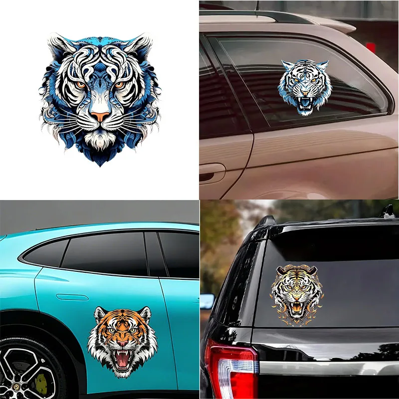 Tiger Head Vinyl Car Stickers, Cool Animal Stickers, DIY Exterior Decoration for Car, Motorcycle, Electric Car Helmets