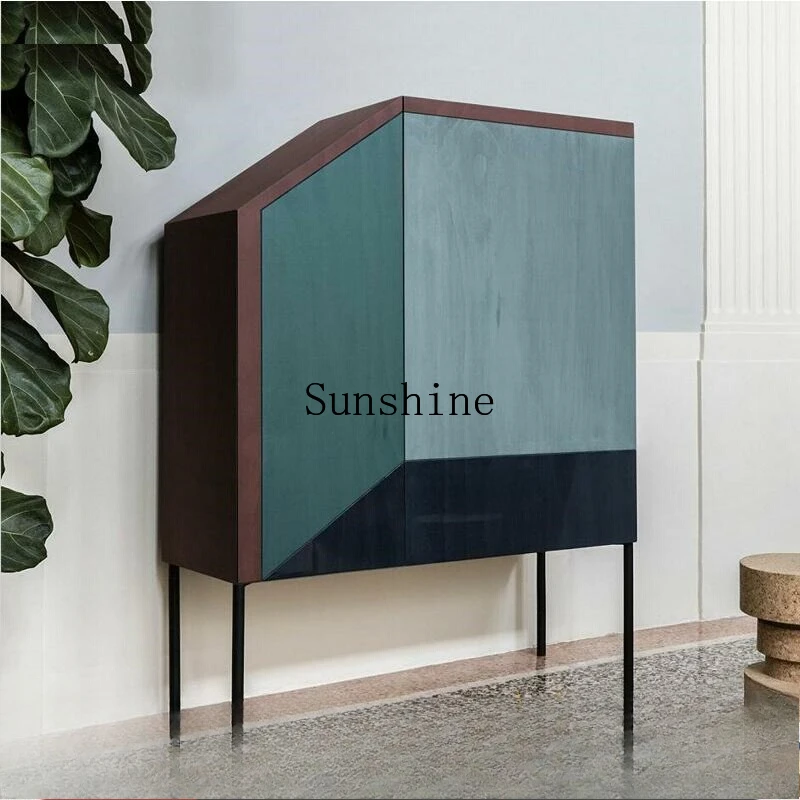 

Italian simple side cabinet villa minimalist light luxury paint living room shoe cabinet