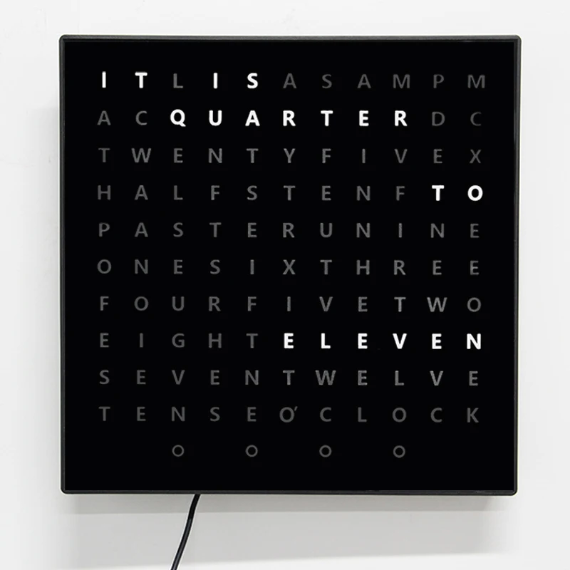 

Настенные декоративные часы CP37 для дома, 5В, отображение времени словами (французский, немецкий, английский), 28*28*3 см