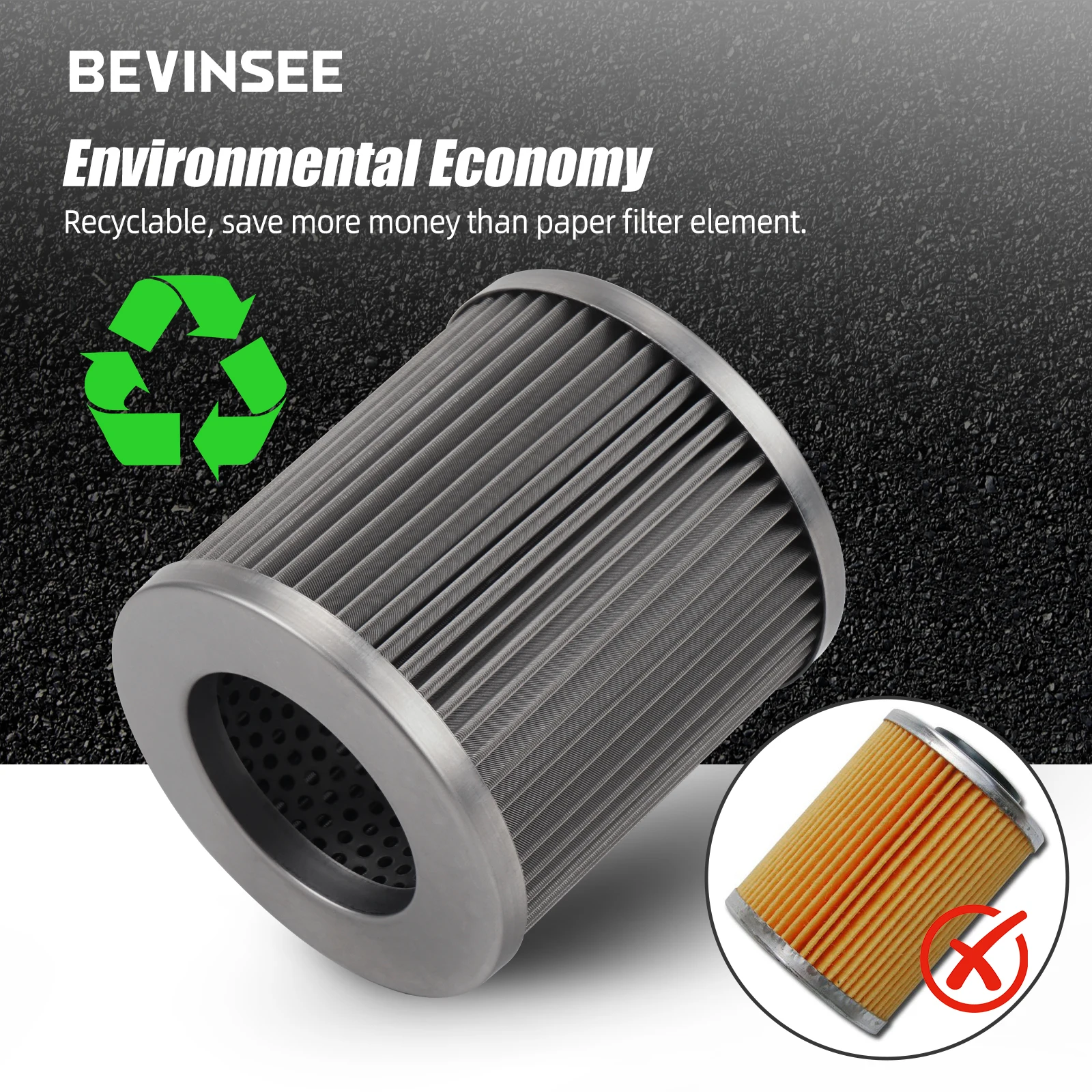 BEVINSEE Recyclable Steel Oil Filter For BMW N20 N52 N54 N55 For BMW E90 E92 E93 E82 E87 E60 F20 F30 F22 F10 M2 M3 M4 X3 X5 X6