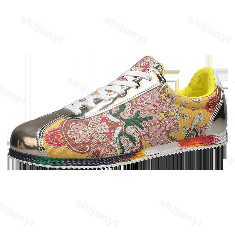 Men Casual Shoes New 2025 Men's Yellow Sneakers Fashion Graffiti Printed Fabric Men Sneakers Comfort Lightweight Flats Shoes view 6