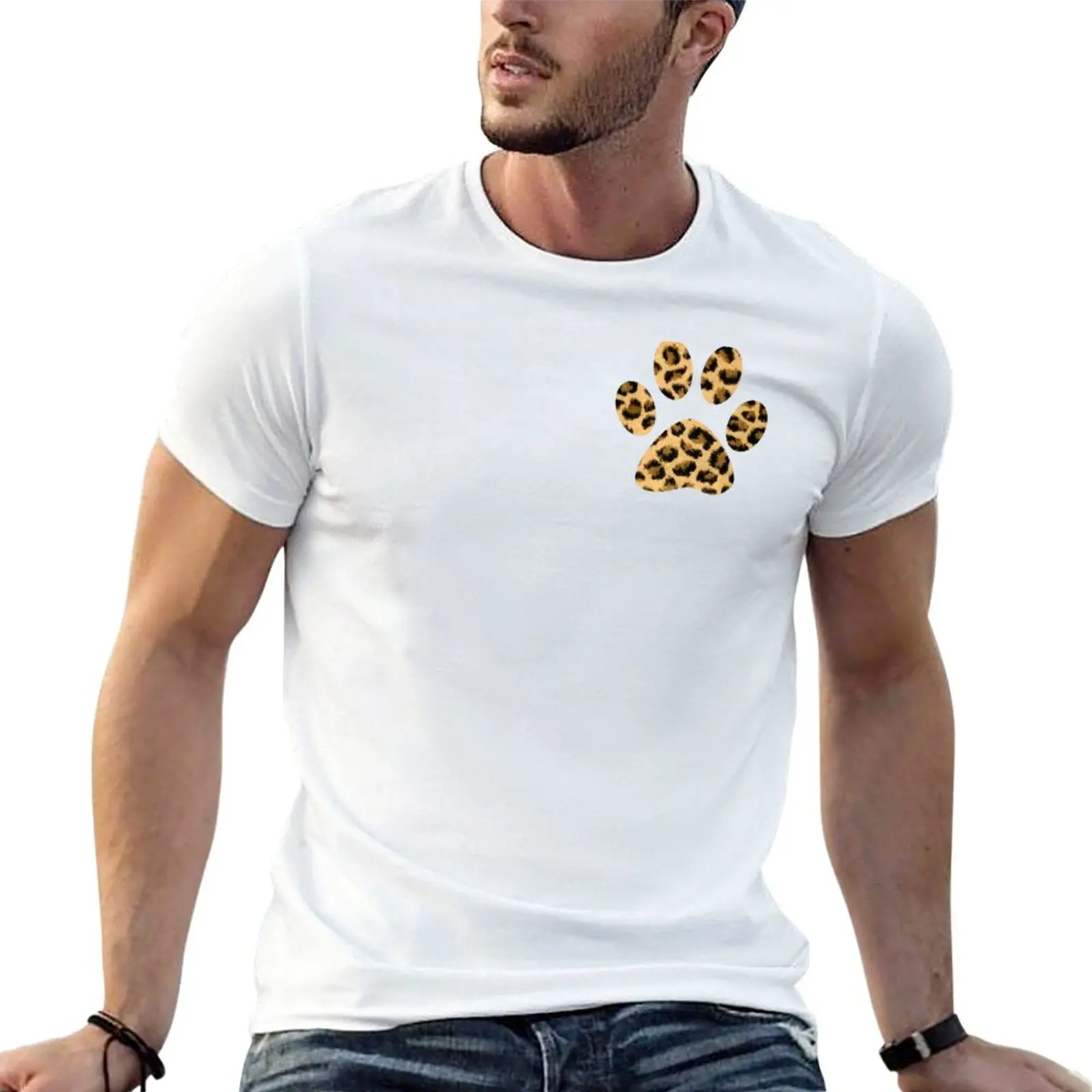 

Paw Print T-Shirt blanks anime heavyweights oversizeds t shirts for men cotton