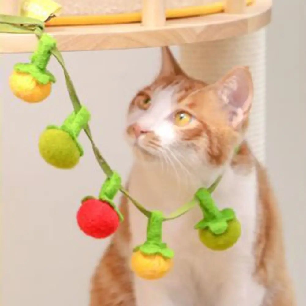 

Kitten Supplies Cartoon Tomato Cat Scratch Toy Plush Portable Cat Teaser Rope Colorful Funny Hanging Door Cat Toy Self Happy