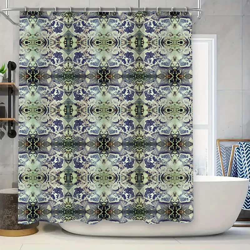

Unique Vintage Pattern Print Shower Curtain Waterproof Bathroom Decor Home Textile Decoration Blue Green White Colorful Design 7