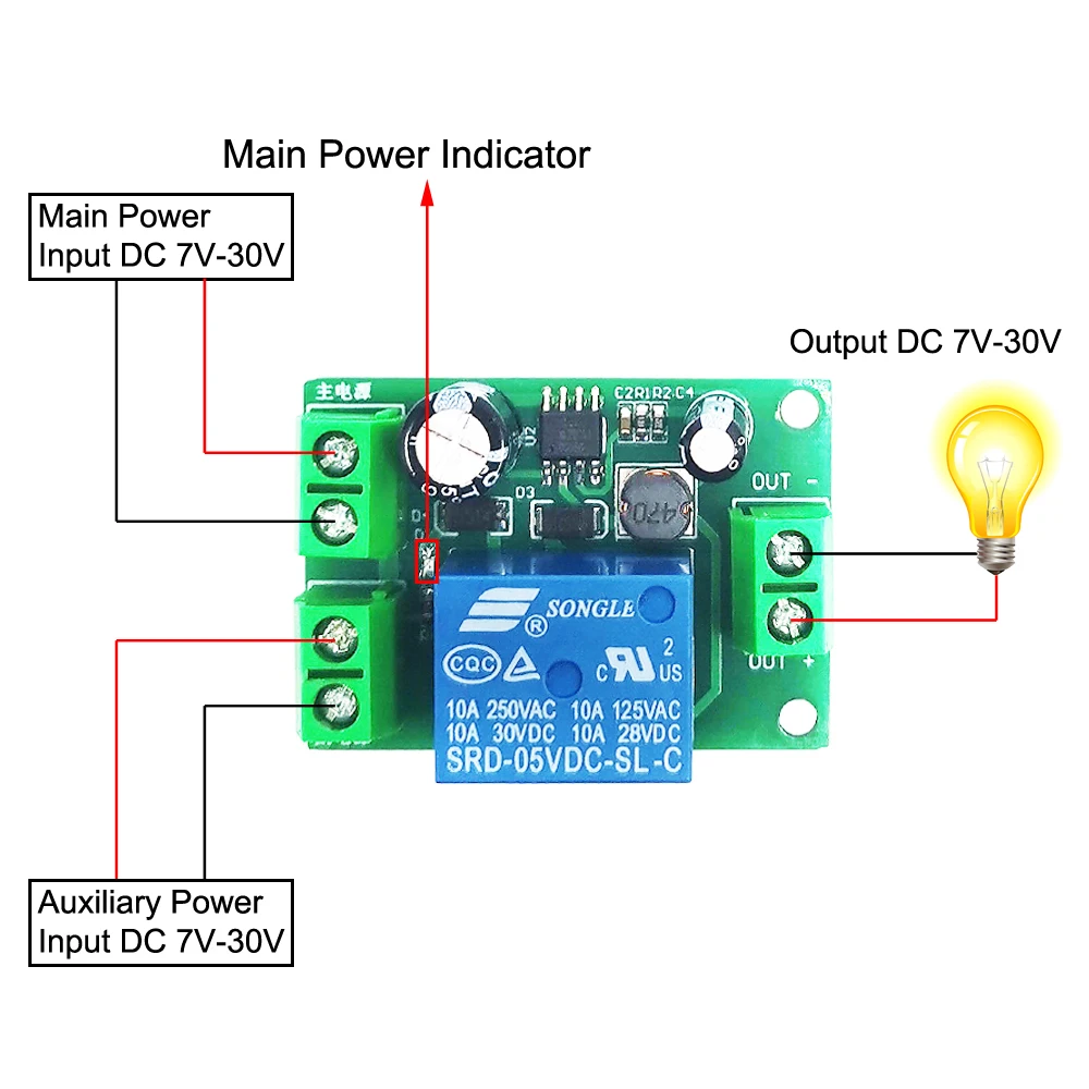 Power-Off Circuit Protection Board Auto Switching Power Module Cut-off Controller Switch DIY UPS Emergency Battery 12V 24V 10A