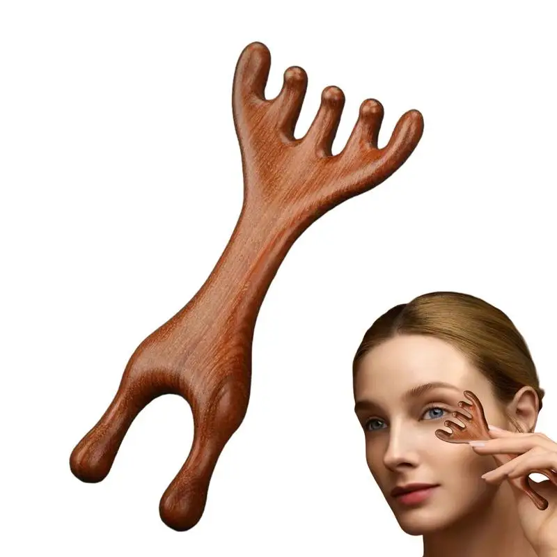 

Antler Smoothing Comb Wooden Deer Antlers Nasal Scraper Anti-static Body Meridian Massage Comb For Full Face Body