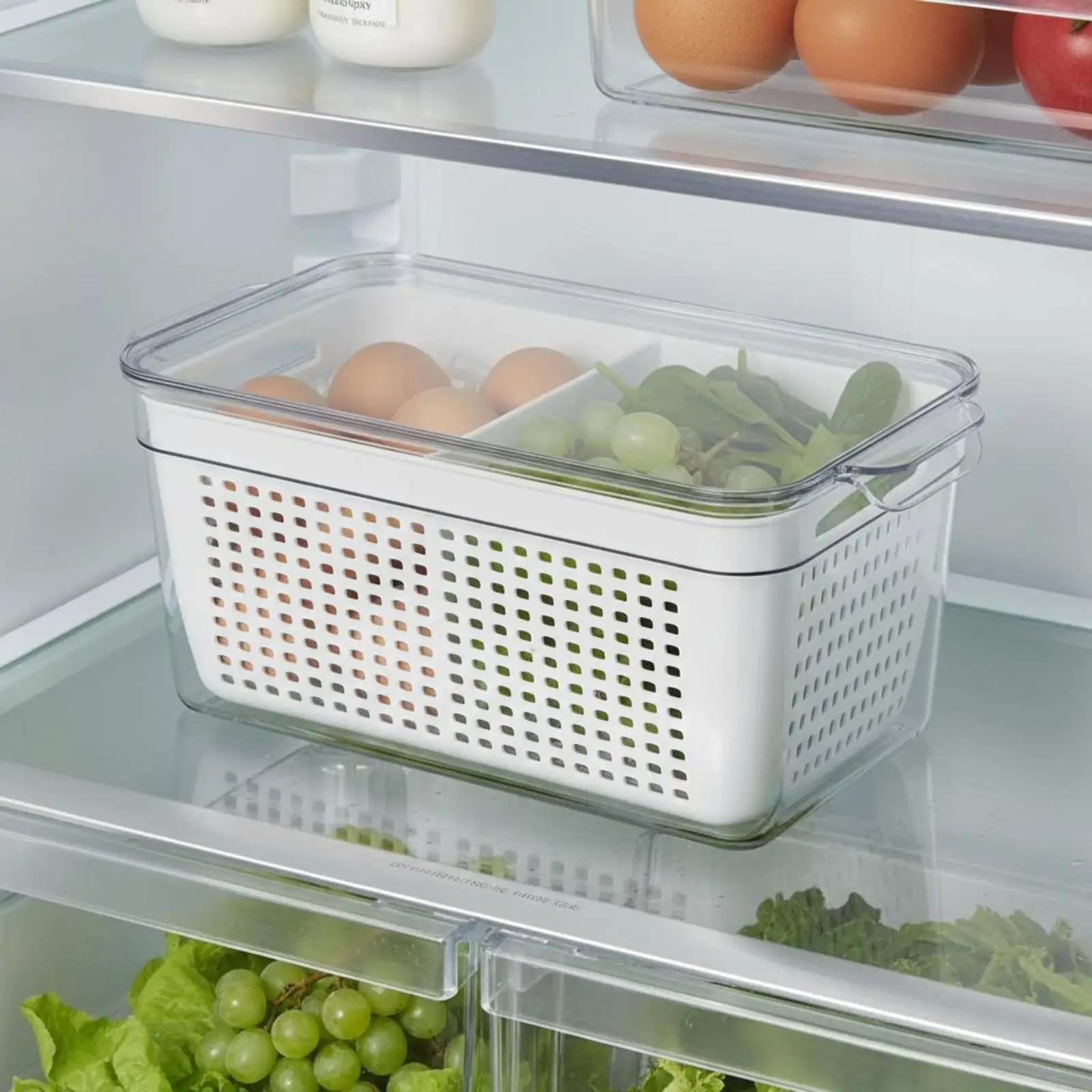 Stackable Fridge Organizer Space Saving Fridge Storage Bin Versatile Stackable Food Container for Meal Kitchen Organizers,