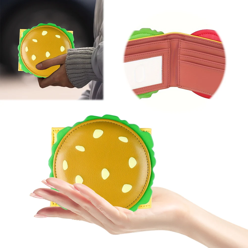 Burger Shaped Credit Card Holder PU Leather Bifold Wallet Small Wallet for Women Women