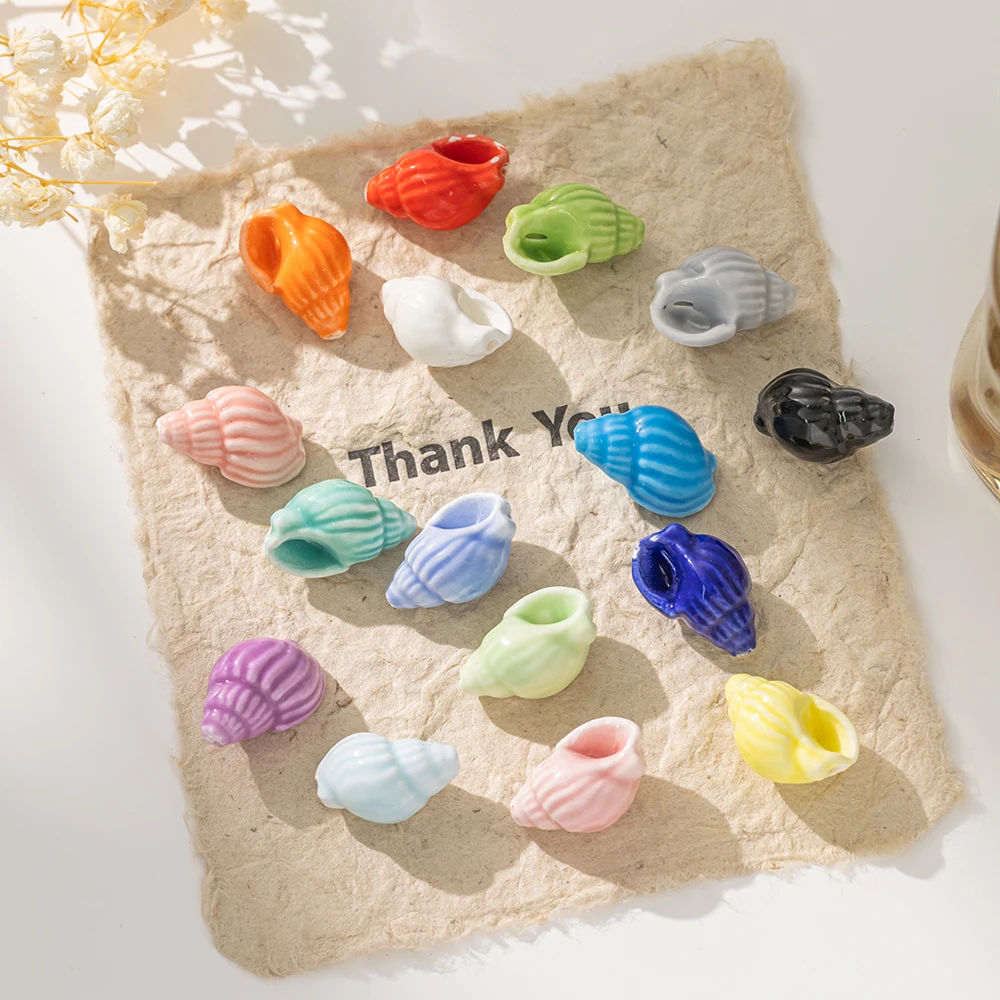 10Pcs Shell Sea Conch Ceramic Beads For DIY Handmade Craft Bracelet Necklace Earring Jewelry Make Material Accessories Wholesale - view 5