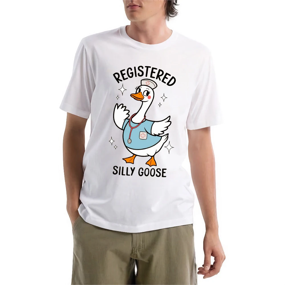 

FPACE Got Too Silly Men T-Shirt Funny Goose Printed T shirt Men's Clothing Women Oversized t-shirt