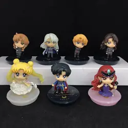 Anime Pretty Guardian Sailor Moon 25th Anniversary Dark Kingdom Ver. PVC Action Figure Collectible Model Toys Doll 7pcs/set
