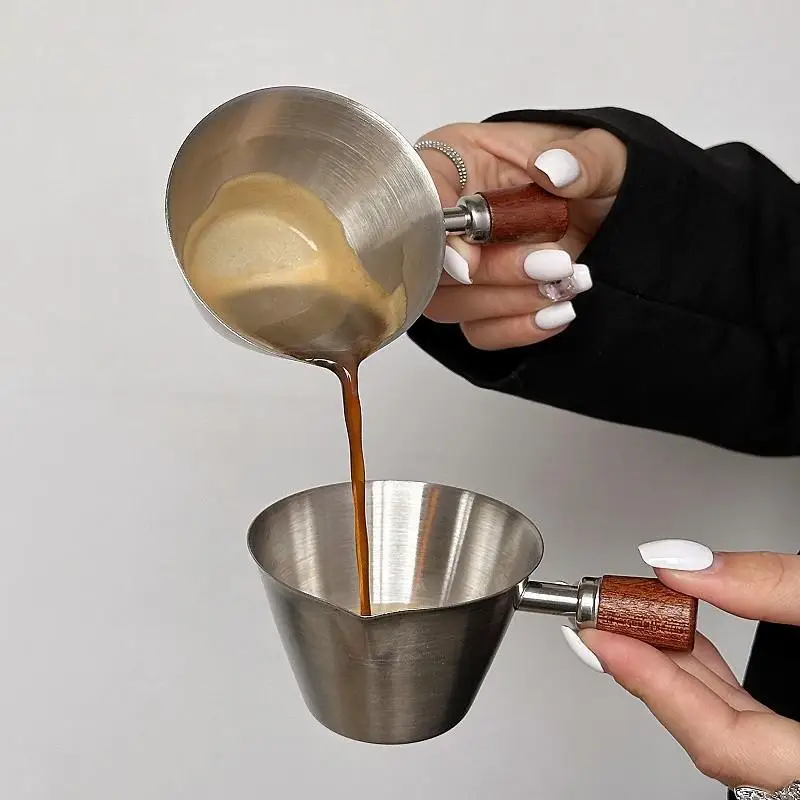 Stainless Steel Coffee Measuring Cup - 100ml Multi-Purpose Espresso & Milk Ounce Cup with Measurement Marks view 5