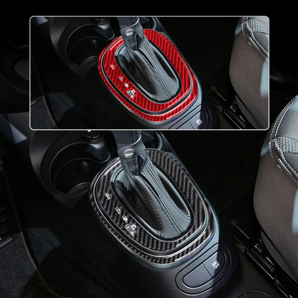 Carbon Fiber Center Console Gear Shift Panel Cover Trim Decal Sticker for Fiat 500L 2014 2015 2016 2017 (Left Hand)