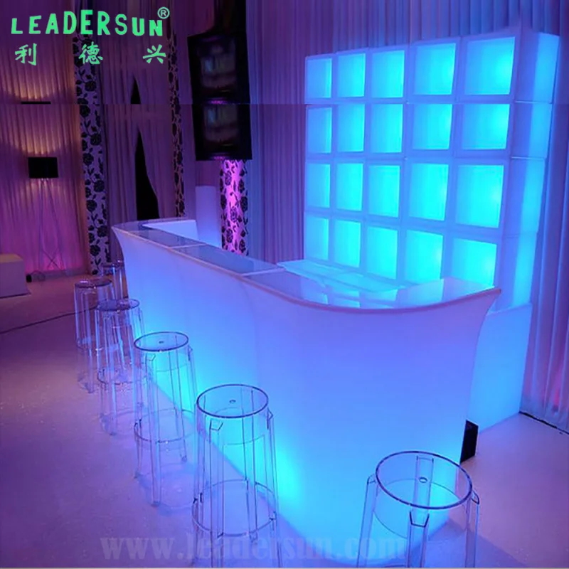 custom.Modern Design Portable Plastic LED Bar Counter Illuminated Nightclub Furniture Hotel and Party Events