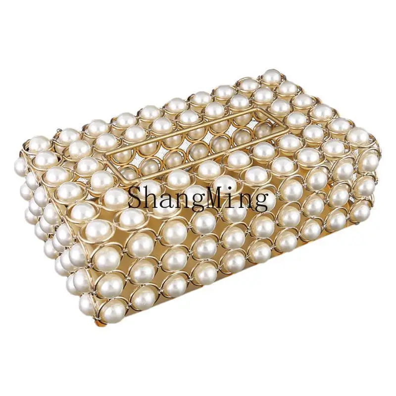

PYH pumping carton pearl gold home living room storage box office desktop luxury creative tissue box