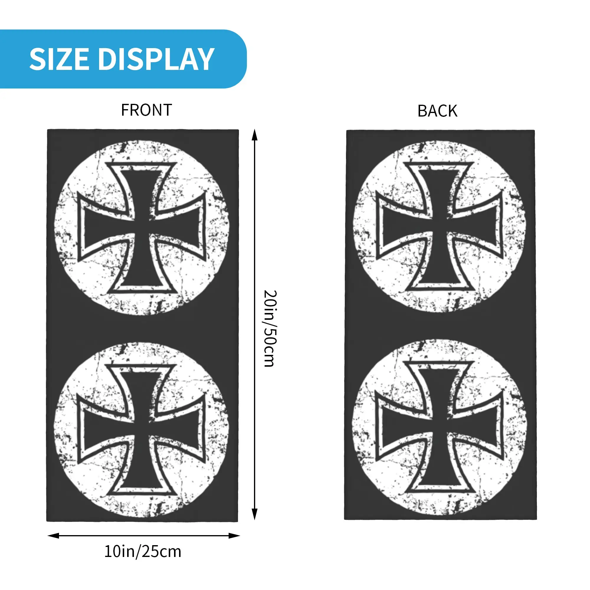 German Iron Cross Templar Knight Flag Bandana Neck Warmer Men Women Winter Ski Tube Scarf Gaiter Germany Flag Face Cover