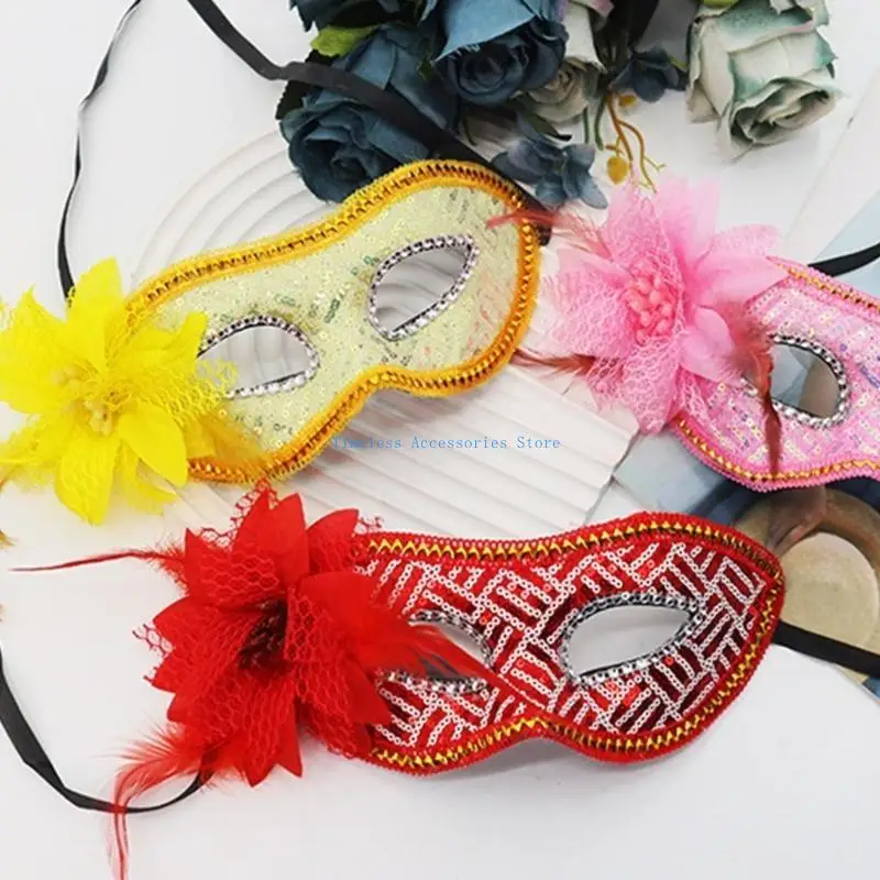 

97QE Masquerades Mask Sequins Venetians Mask Mardi Gras Mask for Halloween Masquerades Party Costume Half Face Mask Eyemask