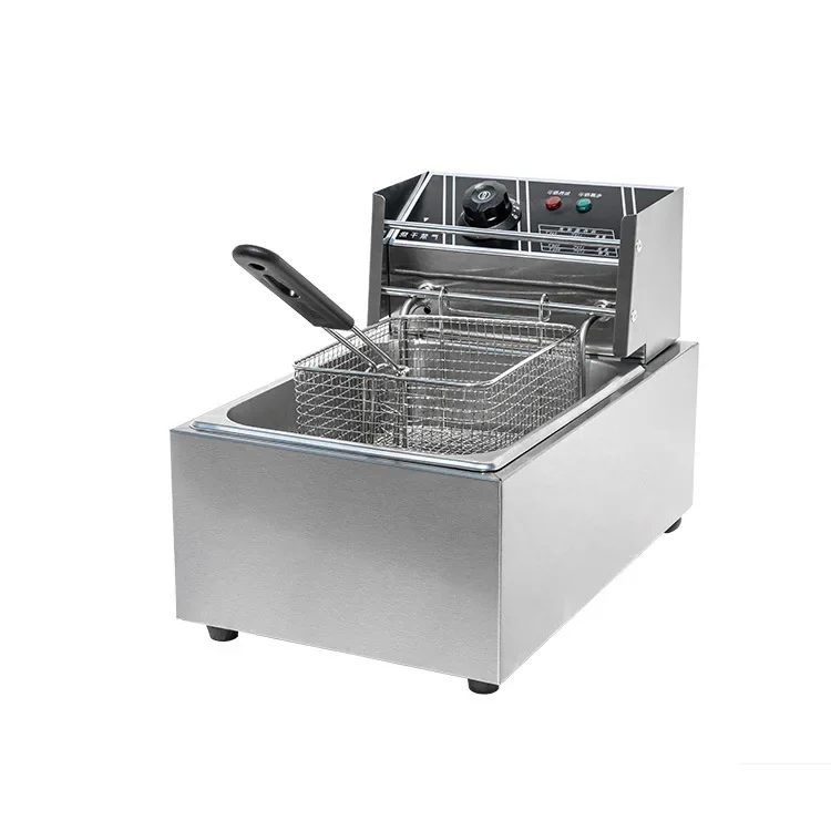 Commercial 6L Electric Fryer, Single Tank, French Fries, 110V, US/EU Plug, Tabletop Deep Fryer Machine