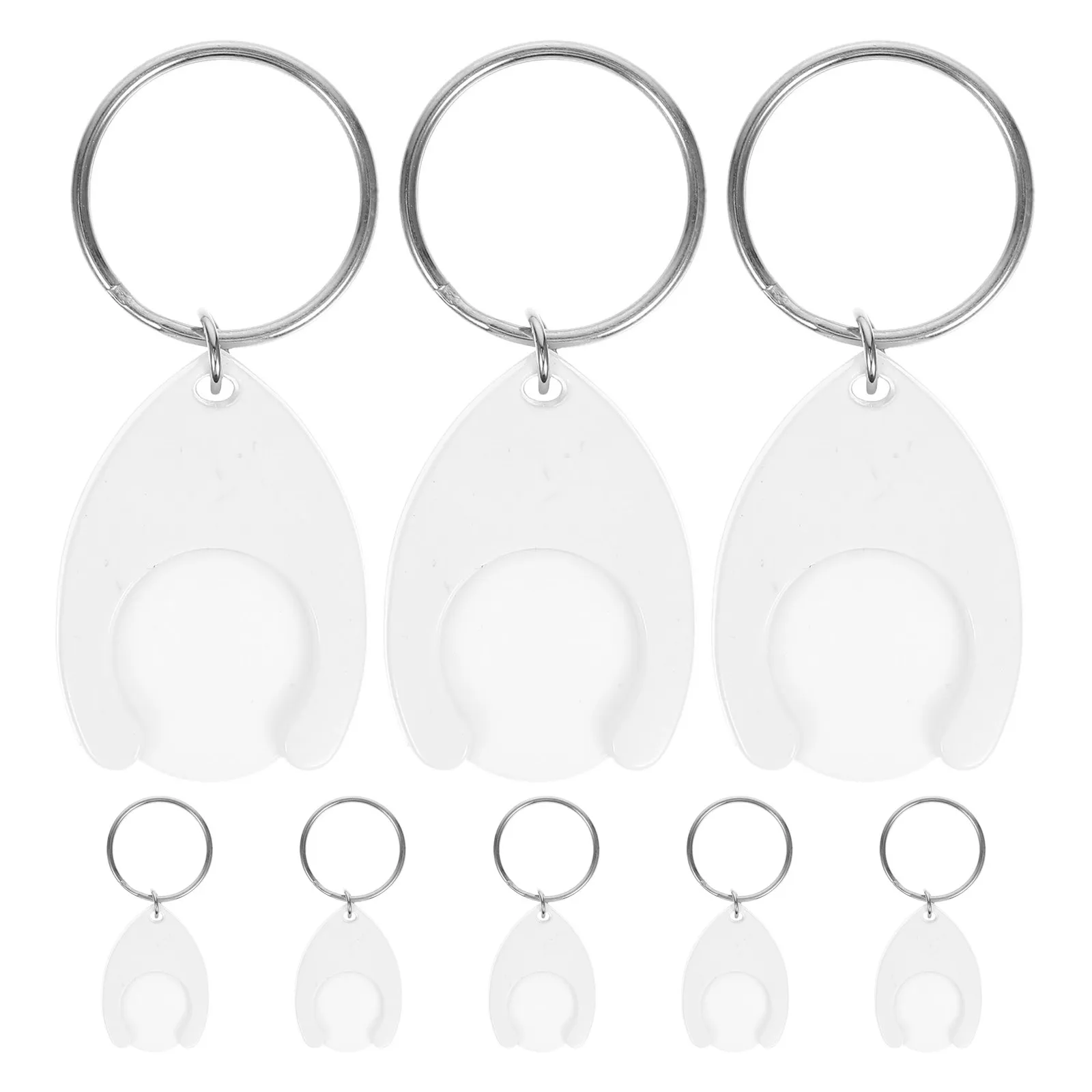 8Pcs Shopping Trolley Tokens Keyring Set Raindrop Shape Small Coin Holder Lightweight for Grocery Cart Supermarket