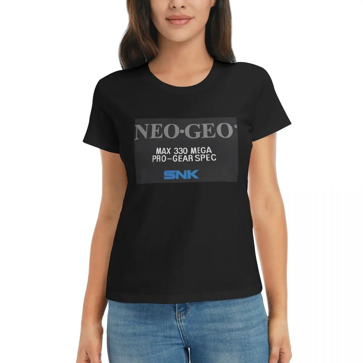 Camiseta feminina neo geo logotipo neogeo arcade verão manga curta camisetas tripulação pescoço algodão t camisas roupas topos streetwear