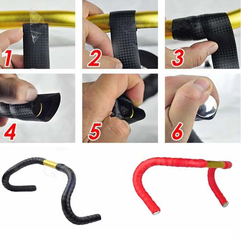 

Bar Plugs 2 pcs Carbon Fibre Handle Bar Handlebar Wrap Damping Bicycle Grips Tapes Handlebar Tape Handle Belt Bike Straps