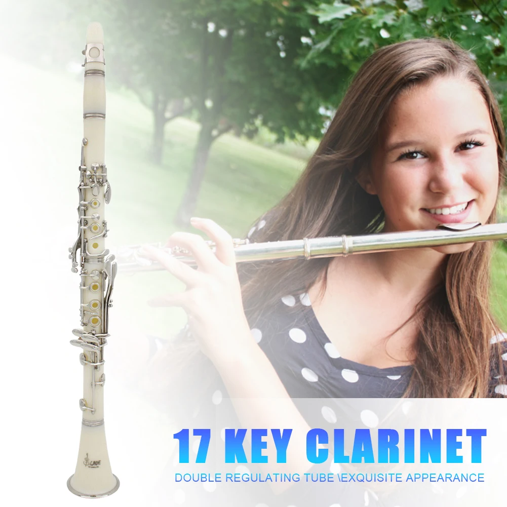 Bb Clarinet 17 Keys with Case Woodwind Instrument Student Adult Exam Musical Instrument Set for Beginners and Students