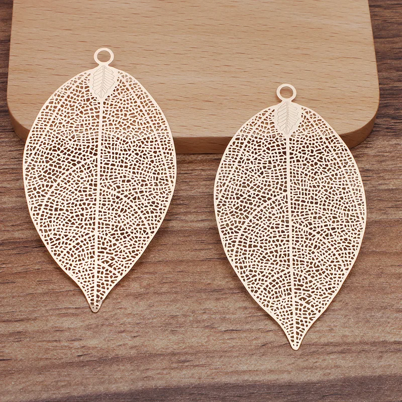 BoYuTe (10 Pieces/Lot) 75*35MM Big Metal Brass Filigree Leaf Materials Diy Jewelry Accessories