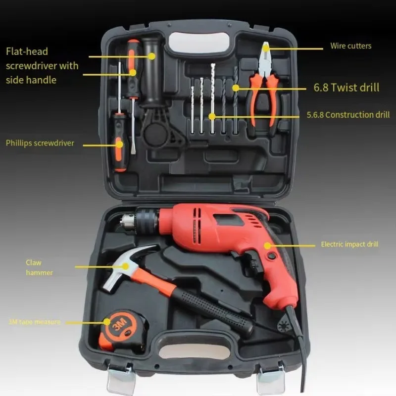 12-Piece Multifunctional Household Power Tools Set Impact Electric Drill Variable Speed Industrial Hardware Gift OEM