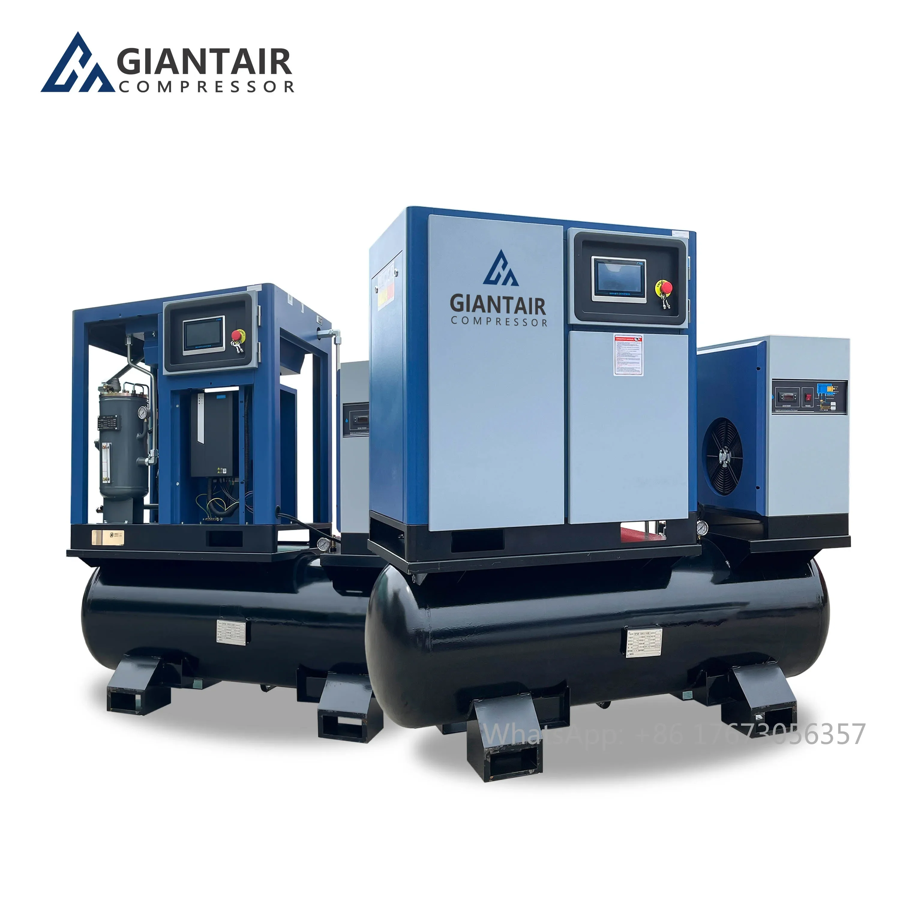 Rotary Industrial Air-compressor 7.5KW 11KW 15KW 22KW All-in-one Screw Air Compressors 500 Litre With Air Dryer