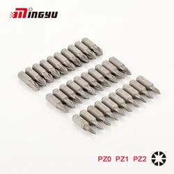 10pcs 25mm S2 Alloy Steel Pozidriv Bits 1/4 Inch 6.35mm Hex Shank PZ0 PZ1 PZ2 PZ3 Anti Slip Electric Screwdriver Pozi Bit Set