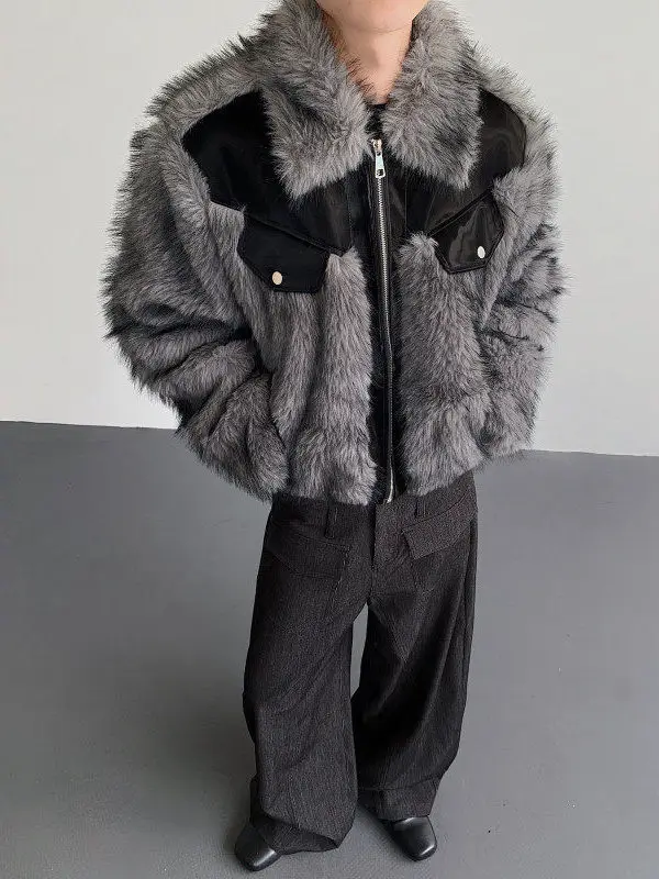 

Мужская шуба American High Street Faion Color Blo Thiened Warm ort, экологически чистая зимняя куртка из полиэфирного волокна с подставкой...