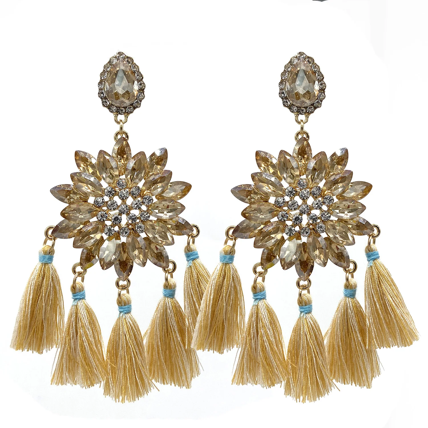 

High Quality Crystal Tassel Earrings For Women Boho Oorbellen Trend Ladies Drop Earrings Luxury Wedding Party Earrings Brincos