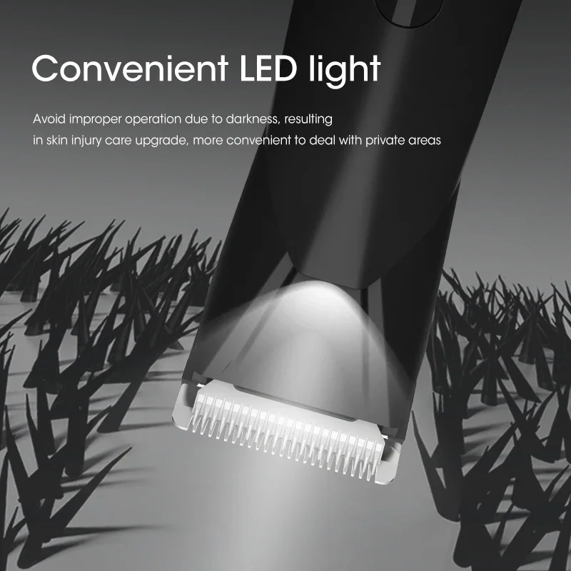 Cortapelos público para mujeres y hombres, recortador de bikini eléctrico, recortador de ingle impermeable para vello corporal, con luz, tamaño de viaje