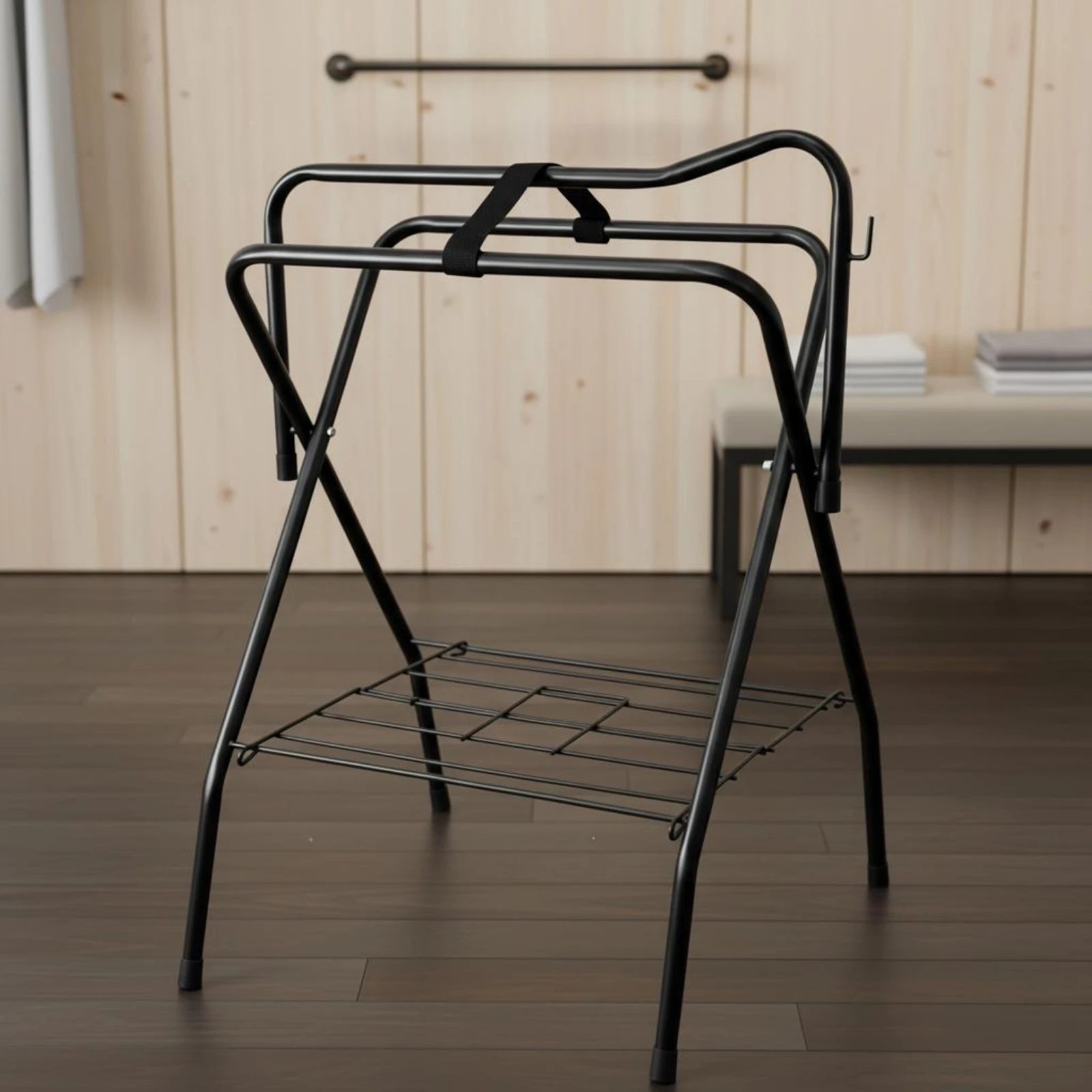 Folding Saddle Rack Foldable Folding Saddle Stand Barn Storage Freestanding Powder Coated for Tack Room
