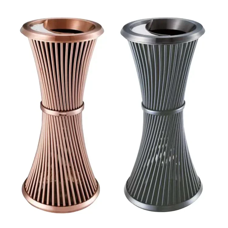 High Grade Decorative Rose Gold Stainless Steel Garbage Bin Open Top Hotel Lobby Trash Can