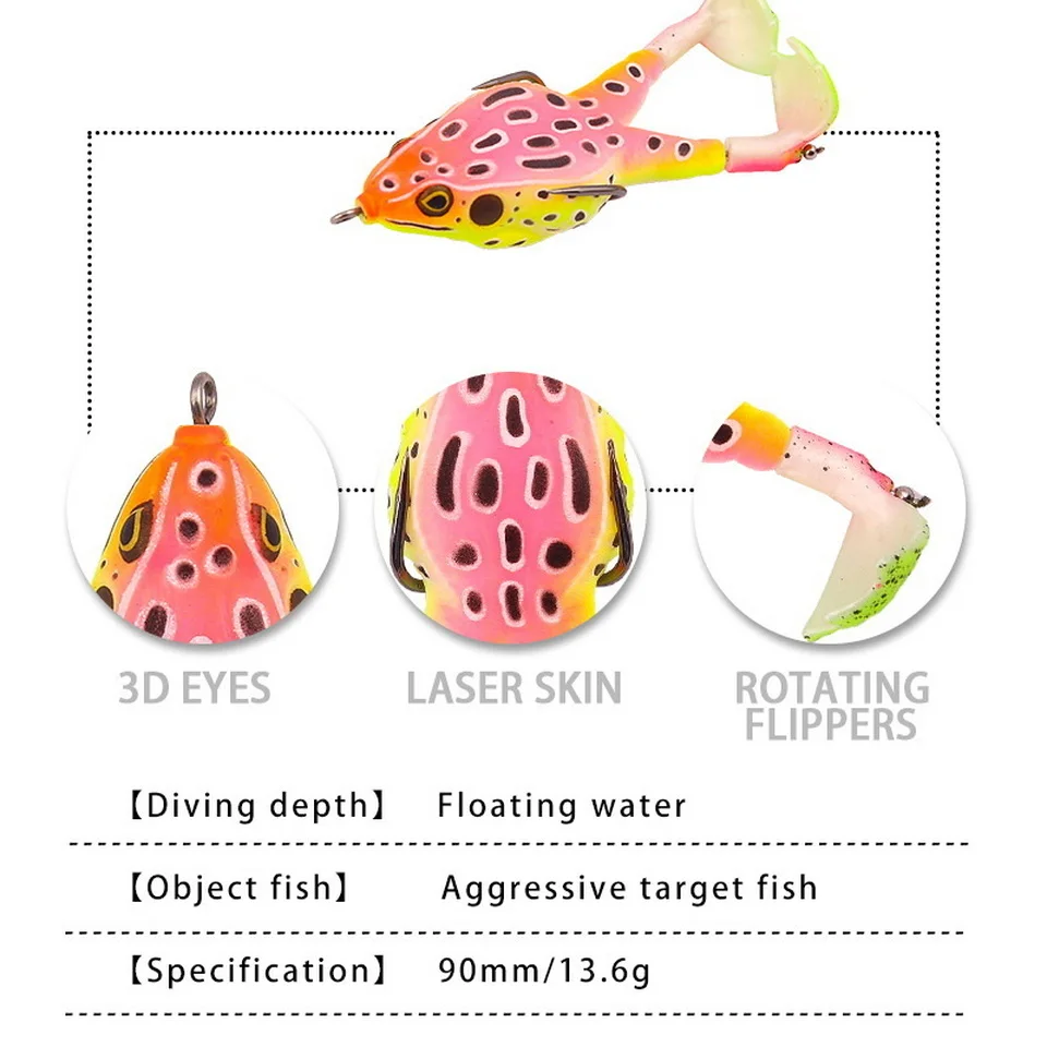 Frosch Köder Doppel Propeller Beine Silikon Weiche Köder 13,6g 16,6g Topwater Wobbler Künstliche Köder Für Bass Wels angeln Werkzeuge – Detail 5