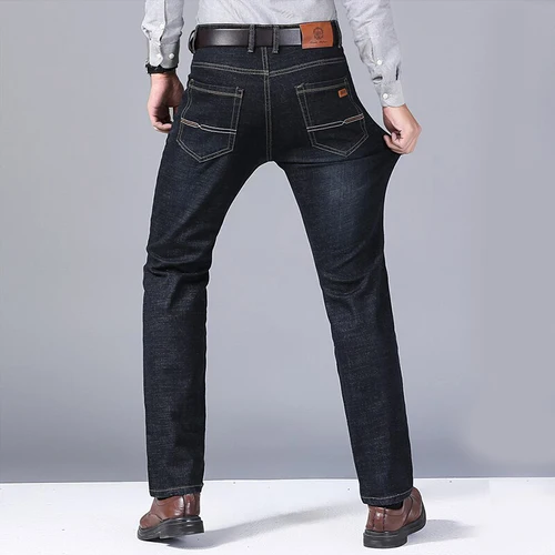 Imagen 2 del producto Pantalones vaqueros rectos suaves para Hombre, pantalones vaqueros clásicos de negocios negros para motorista, monos Masculino, Pantalone Hombre Mannen Homme, otoño 2025