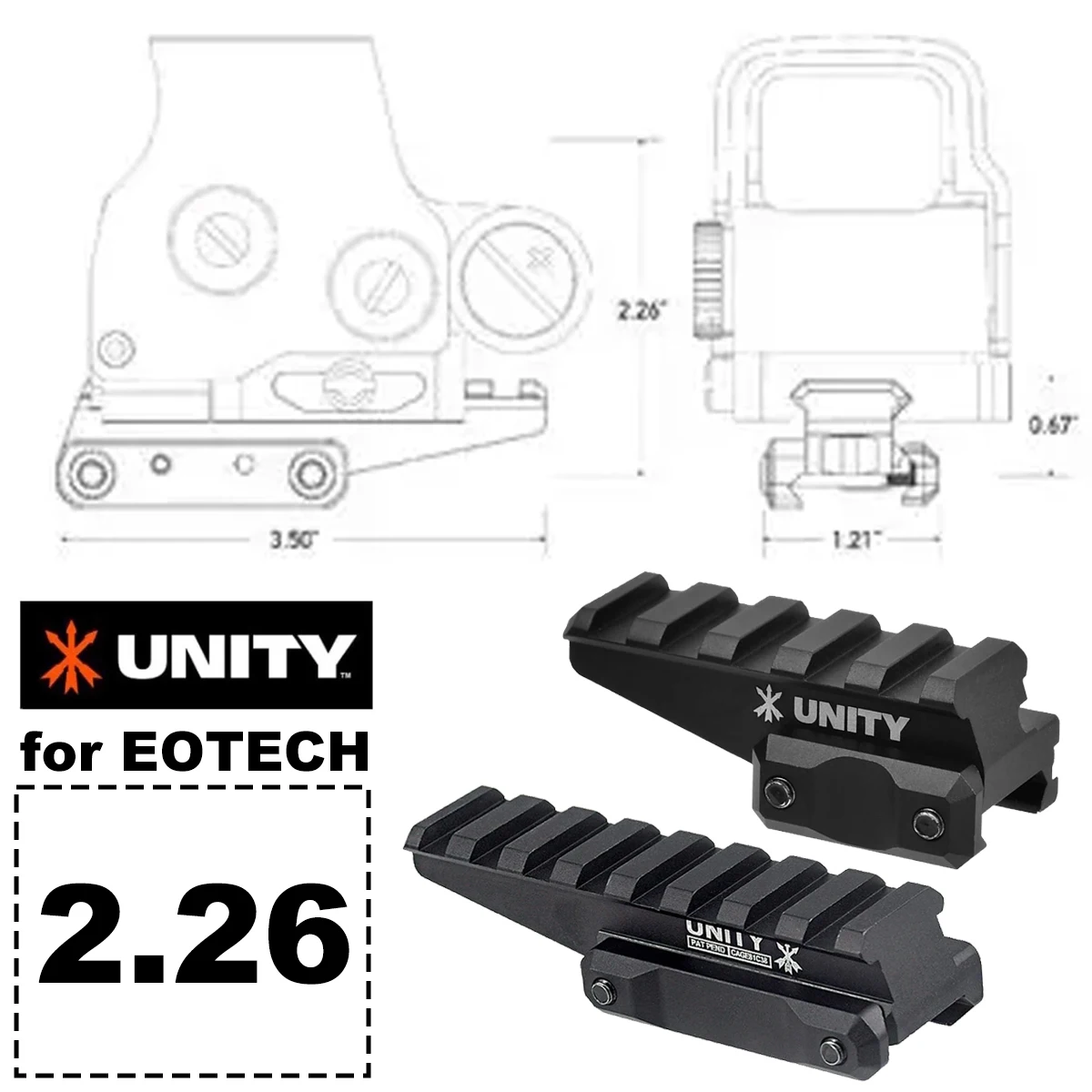 pour support EOTECH Unity 2.26" pour viseur holographique 558 G33 G43 G45, supports rapides Unity, grossisseur optique FTC 3/5x, QD 6X-MAG-1