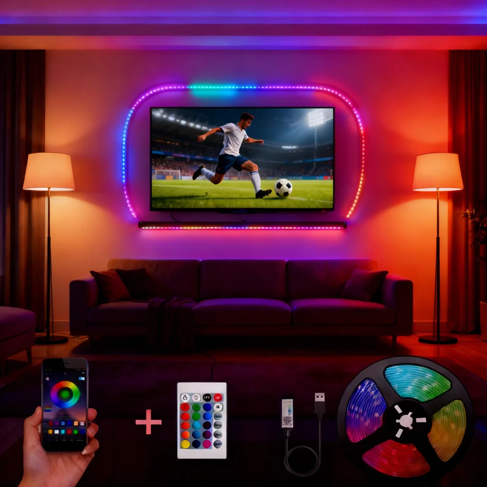 

5V RGB 5050 LED Light Strip USB Bluetooth APP Remote Flexible Lamp Tape DIY TV Backlights Game Room Home Decoration